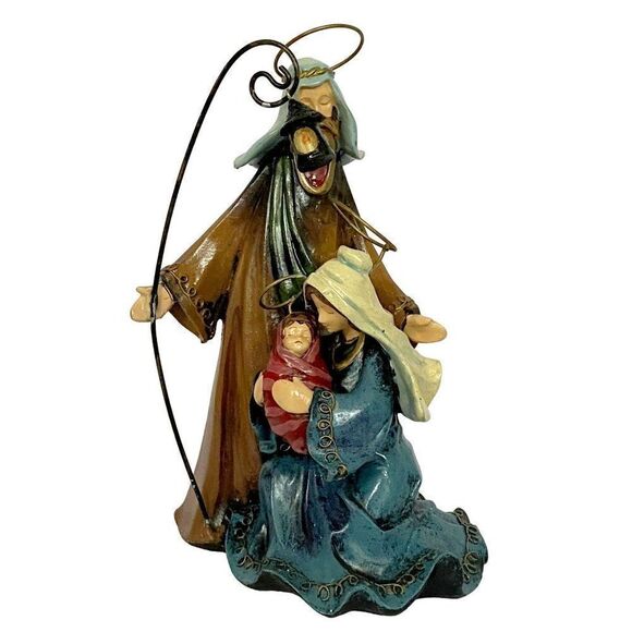 Nativity Figurine Joseph Mary Baby Jesus Hand Painted Resin Wood Christmas Decor - Picture 9 of 9